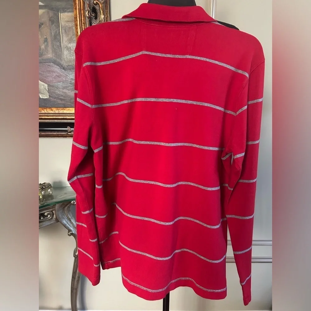 Banana Republic Red Stripe Quarter Zip Sweater Pullover Medium Casual Preppy M